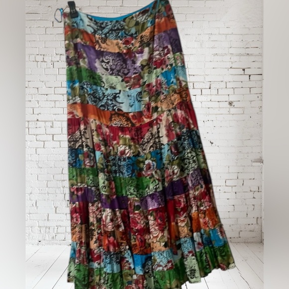 Skirt dress womens flare skirts boho flow multicolored Tiered dress full - Picture 3 of 8